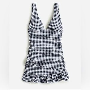 NWT J Crew Ruched Swim Dress in classic Gingham Swimsuit. Size 8